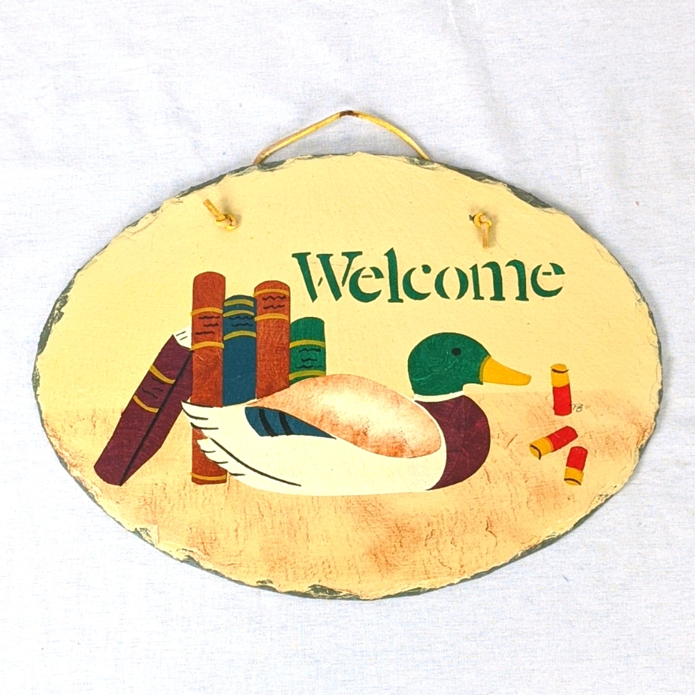 VTG PAINTED SLATE WELCOME SIGN